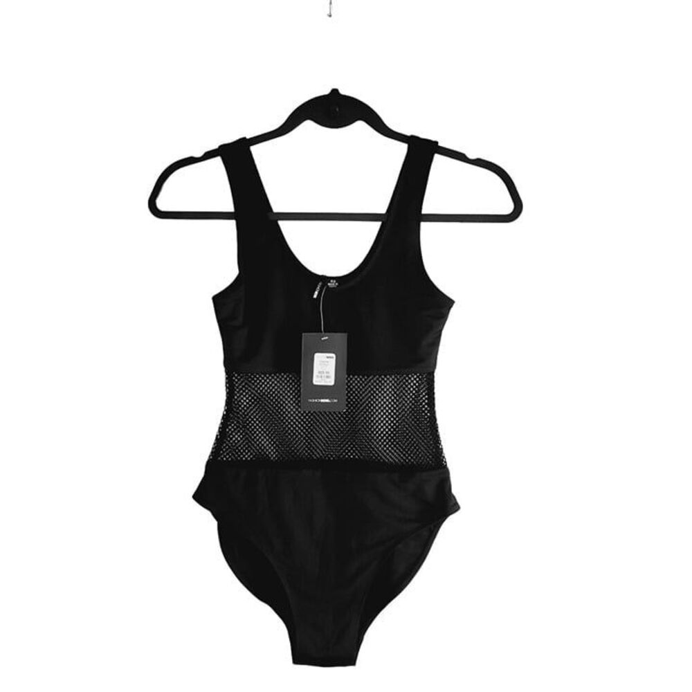 Fashion Nova Womens Bodysuit Black XS Mesh One-Piece New